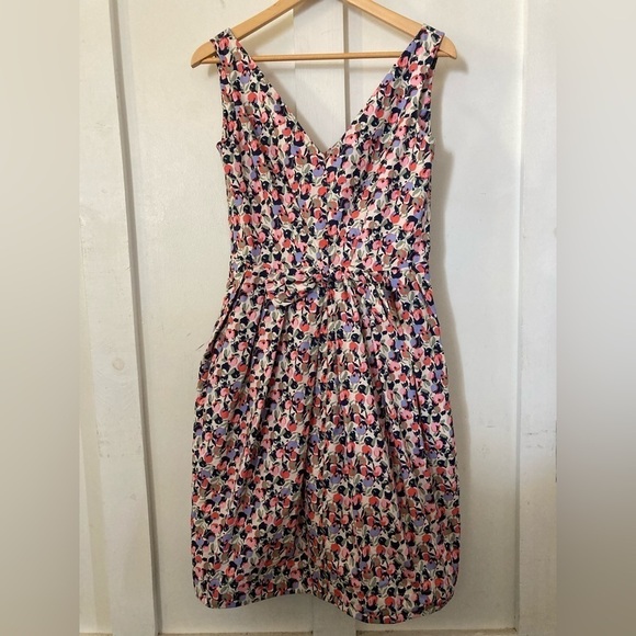 Emilyandfin sleeveless fitted floral babydoll midi dress Medium bow detail - Picture 1 of 9